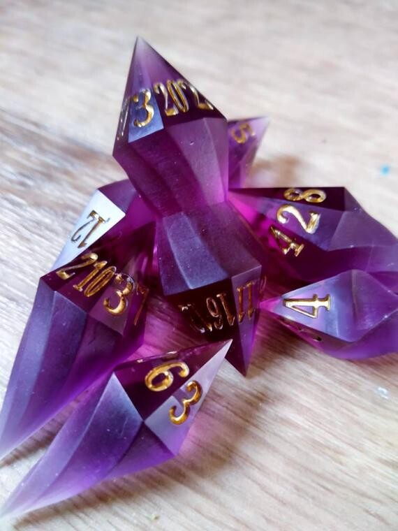 Purple Spiral Dice Set