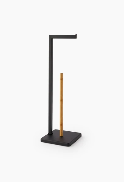 Dérouleur/stockeur de papier toilette en métal et bambou, 20x20x64,5cm