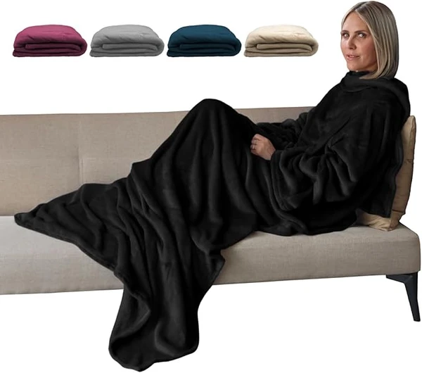 Vivezen - Couverture polaire plaid intégral avec manches et poche - Taille adulte - Plusieurs coloris