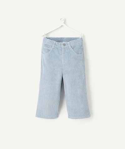 pantalon droit bébé garçon en velours côtelé bleu ciel