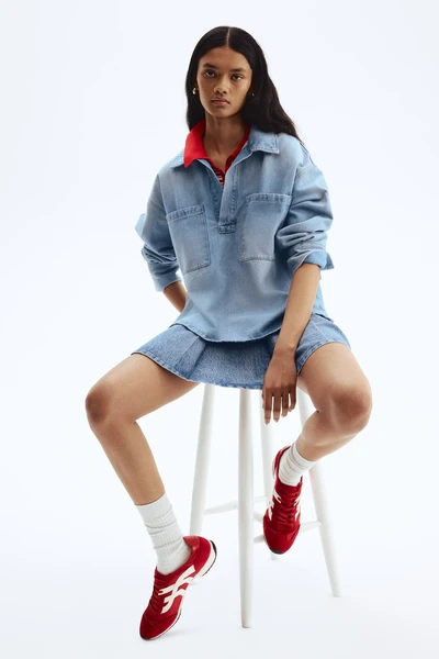 Chemise oversize à enfiler en denim