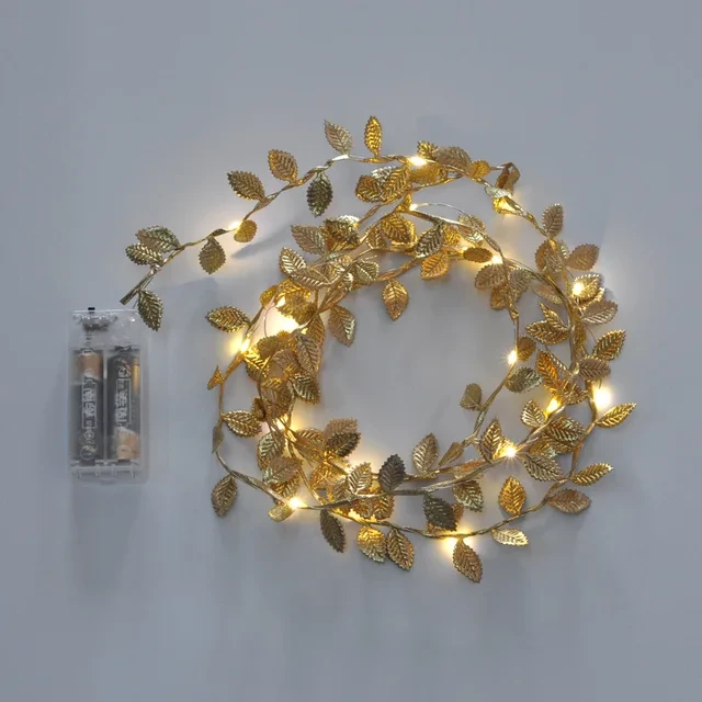 Guirxiété lumineuse à feuilles dorées pour décoration d'arbre de Noël, ornements de mariage, nickel é, fournitures de Noël, 2m - AliExpress 15