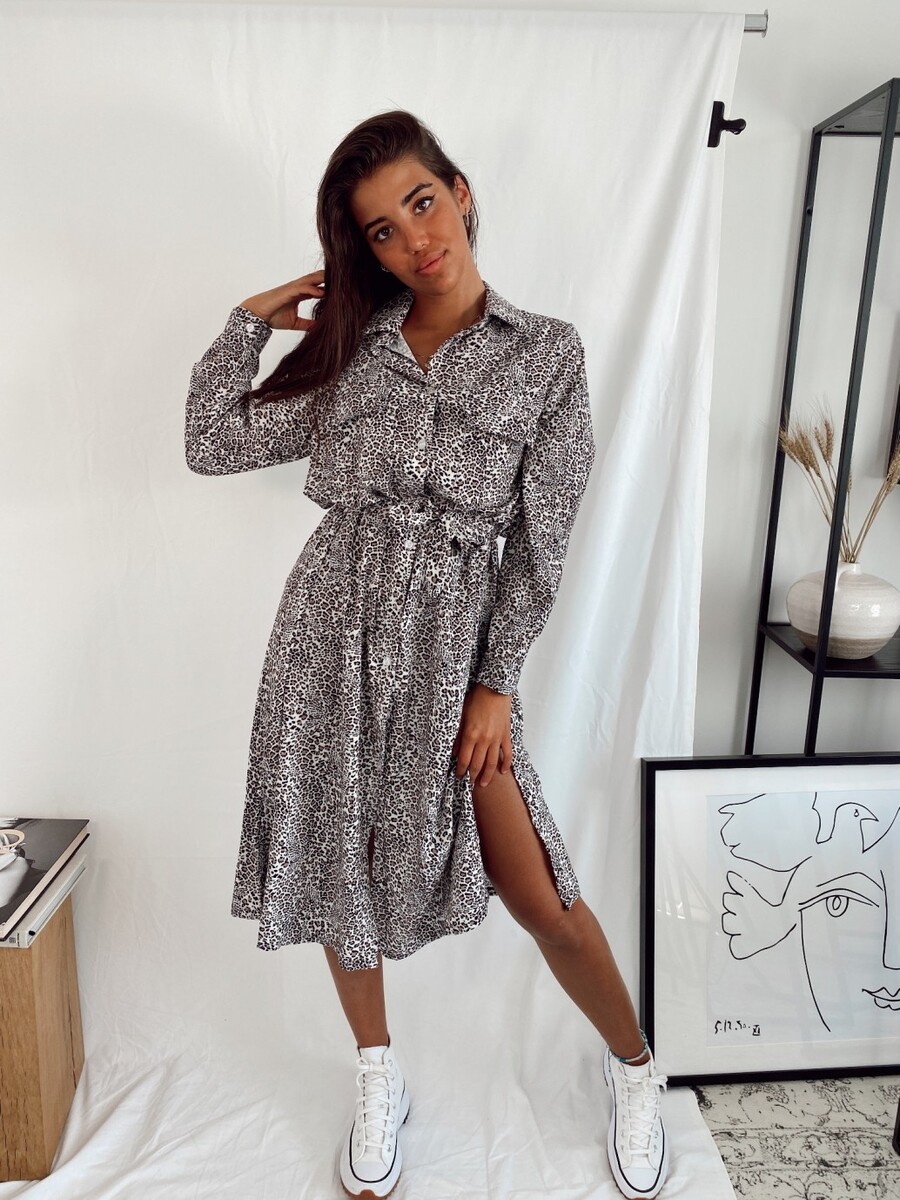 Robe longue léopard POESIE Couleur Noir Taille T.U