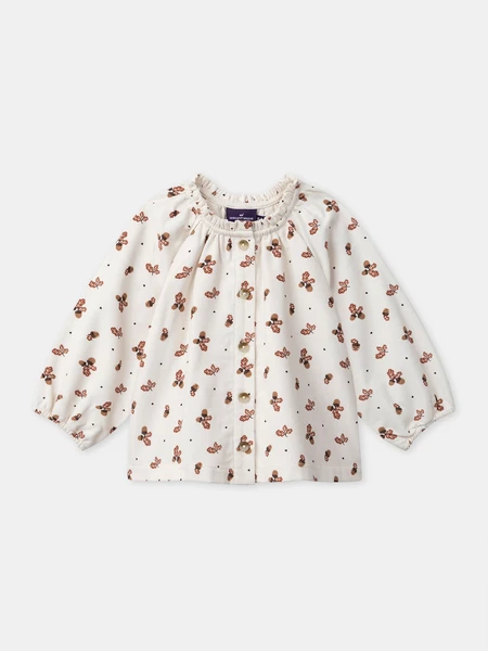 Blouse écru en velours imprimé glands Bébé Fille