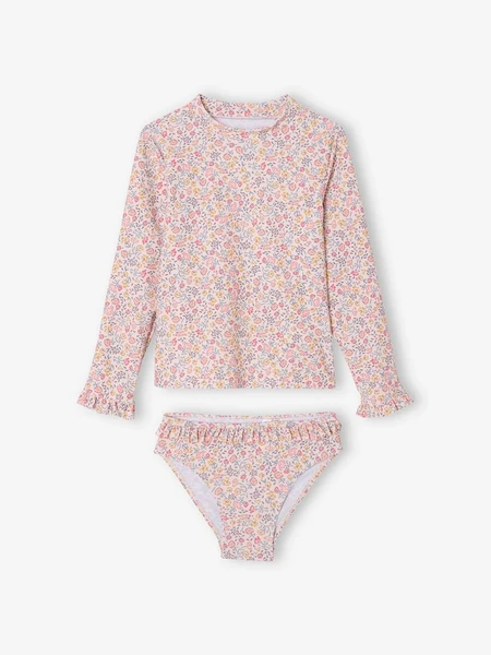 Maillot de bain fille 2 pièces rose pâle imprimé - Vertbaudet