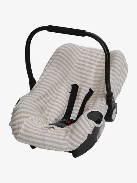 Housse élastiquée pour siège coque 0+ rayé beige - Vertbaudet