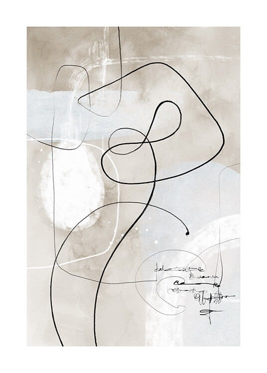 Soft Abstract Lines No1 Affiche