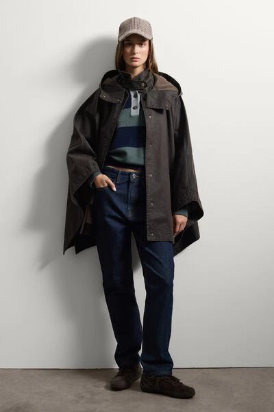 Marrone Brown cotton regular fit cape | Stefanel