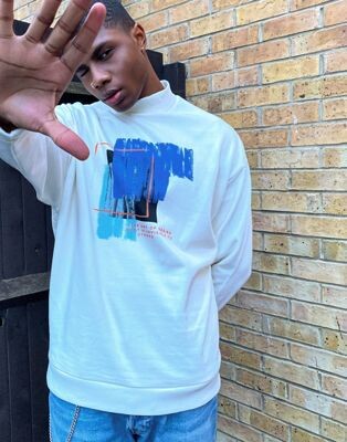 ASOS DESIGN - Sweat-shirt oversize à col montant et imprimé devant | ASOS