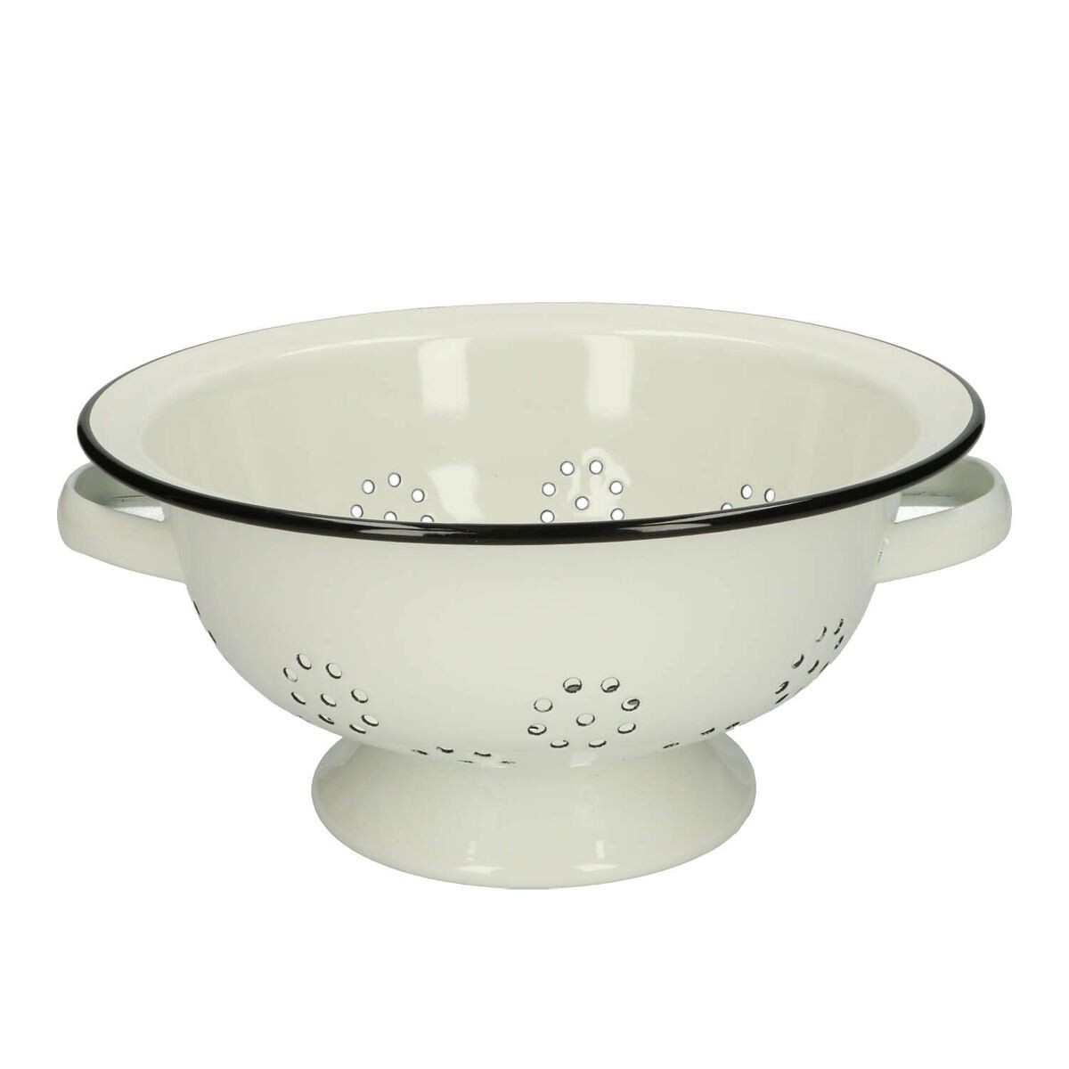 Passoire sur pied en émail, noir/blanc, Ø 24 cm