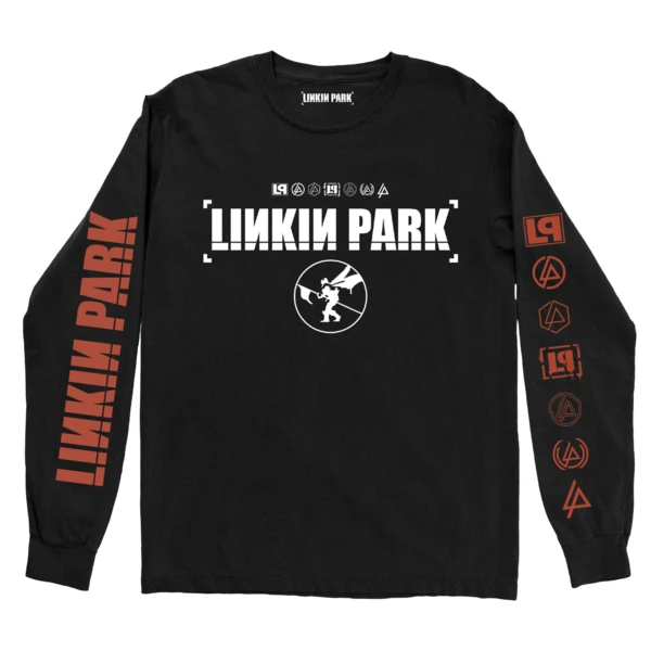 Icon Stacks Long Sleeve Black Tee
