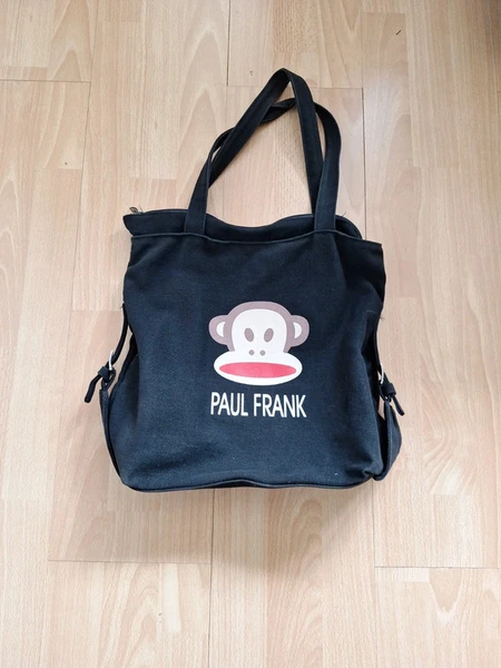 Zwarte stoffen vintage tas Paul Frank - sac