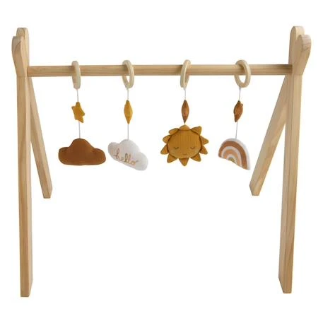 Arche d'éveil bois avec 4 jouets - orsino jaune - Sauthon