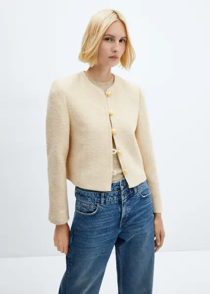 Veste tweed boutons bijoux - Femme | Mango France