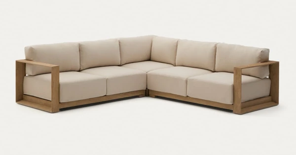 Canapé d’angle 5 places Ambra en bois d’acacia avec finition claire 248 cm | Kave Home®