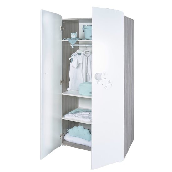 Luna armoire 2 portes blanc/gris de Sauthon Baby's Sweet Home, Armoires 2 portes : Aubert