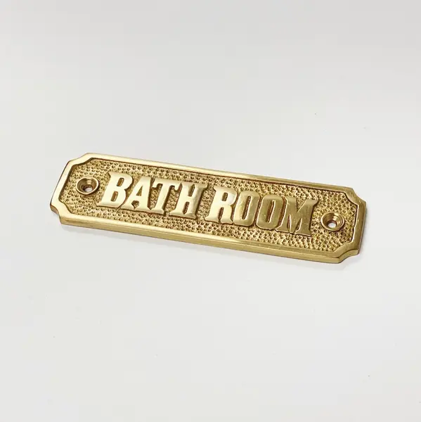 Brass Bathroom Door Sign 4-7/16&quot; x 1-4/16&quot; - Brass Door Sign -  Gift