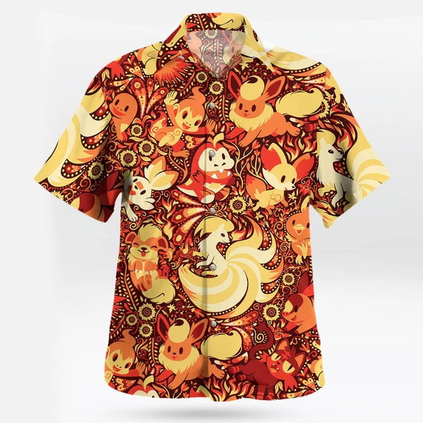 Fire-Type Pokemon Hawaiian Shirt – Tropical Flame Style | Tropi Hawaiian Shirts Store