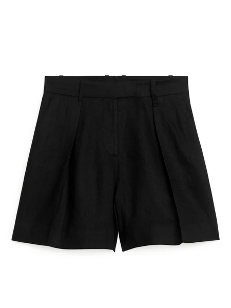 Short en lin taille haute