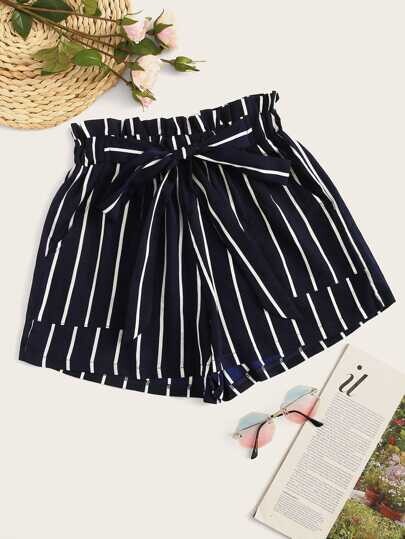 Short à rayures avec taille élastique