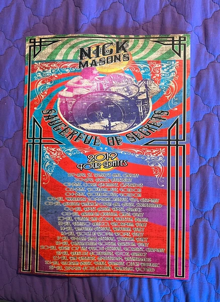 Poster A3 Nick Mason Tour 2019 Pink Floyd drummer