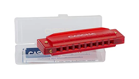 Cascha Fun Blues Harmonica diatonique à 10 trous pour enfants et adultes Design semi-transparent Haute qualité et longue durée de vie Rouge