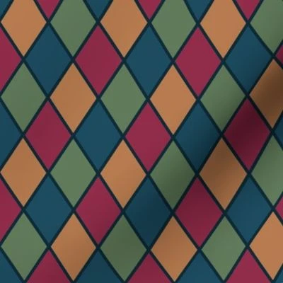 Green/ Teal/Red & Gold Geometric Fabric | Spoonflower