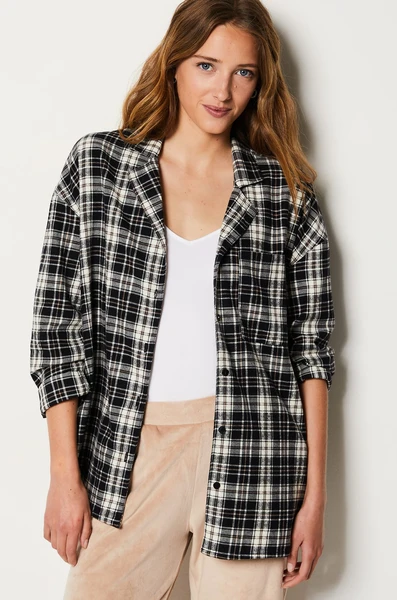 Chemise de pyjama à carreaux en coton TAILLE L