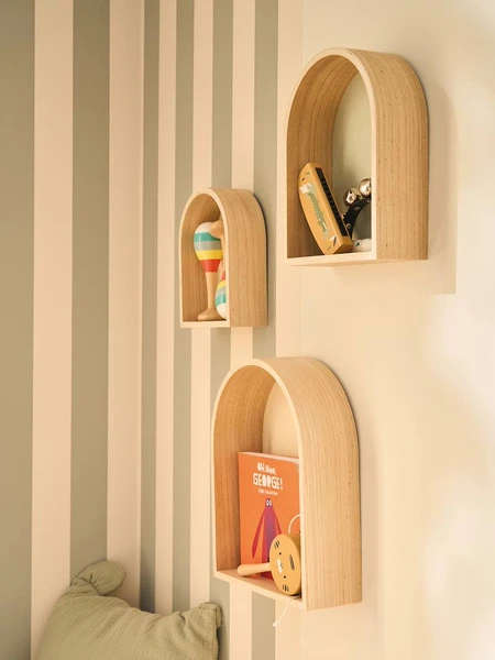 Lot de 3 étagères maison arc-en-ciel vert sauge - Vertbaudet