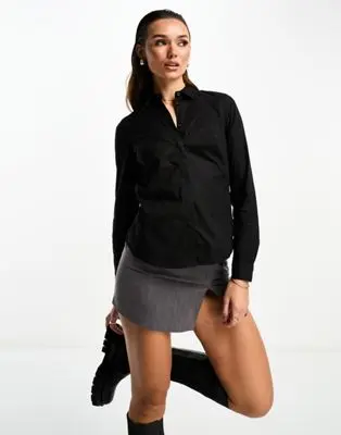 ASOS DESIGN - Chemise ajustée à manches longues - Noir | ASOS