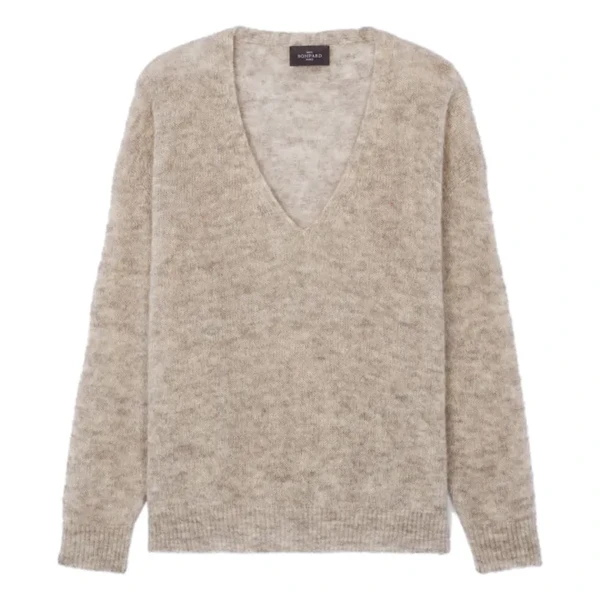Pull Col V Oversize Baby Alpaga et Cachemire | Gris argent