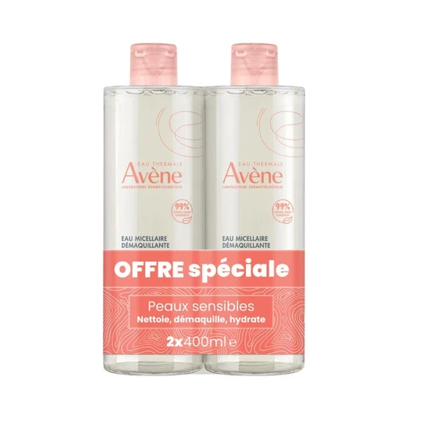Avène - LES ESSENTIELS - Eau Micellaire Démaquillante - Visage et Yeux - Peaux Sensibles, 2x400ml