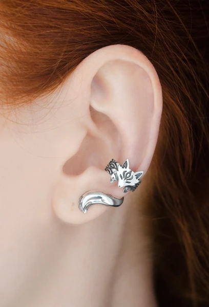 Boucles d'oreilles en renard sans piercing, boucles d'oreilles Kitsune, boucle d'oreille en renard du Japon