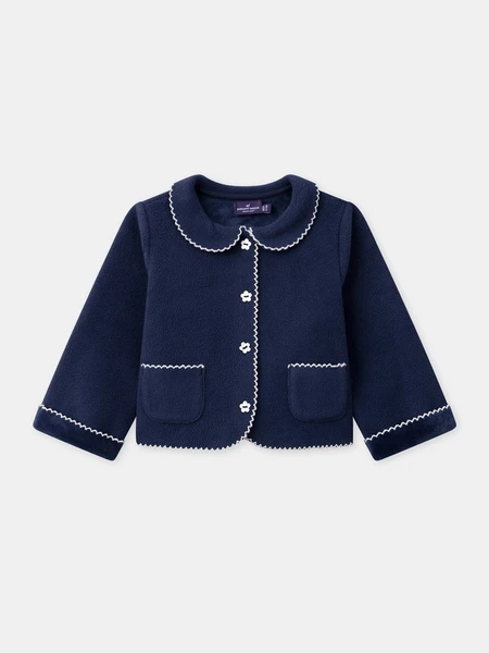 Cardigan bleu foncé à col claudine Bébé Fille