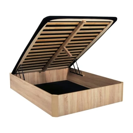 Lit coffre, effet bois clair, 160x200 cm Spiro | Maisons du Monde