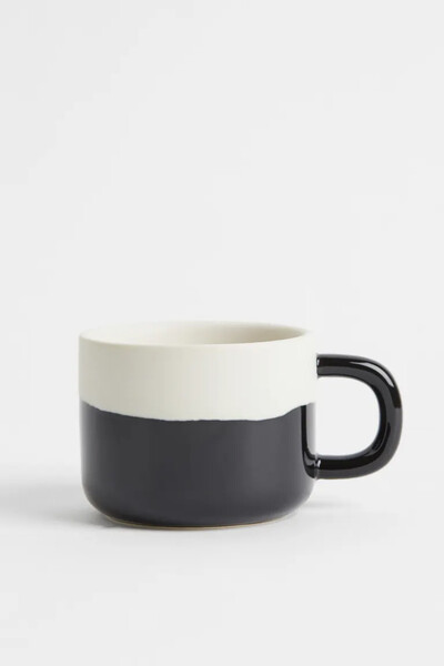 Tasse en grès cérame - Noir/blanc - Home All | H&M FR
