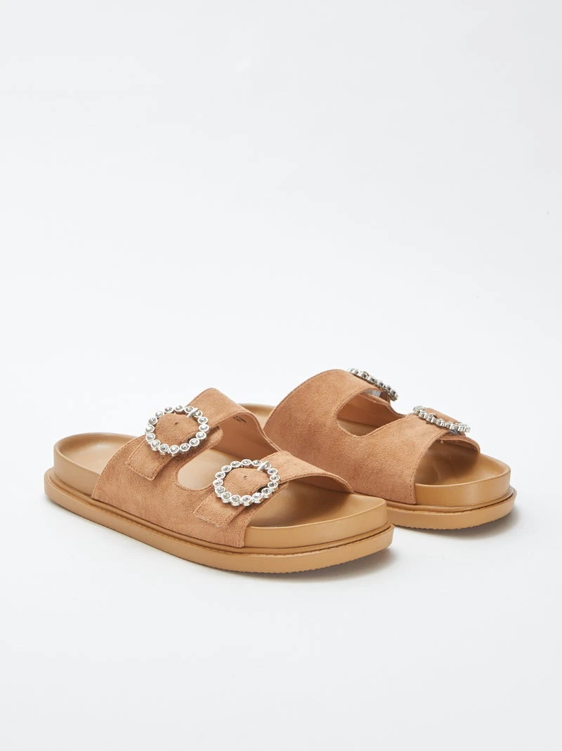 Mules double bride à strass