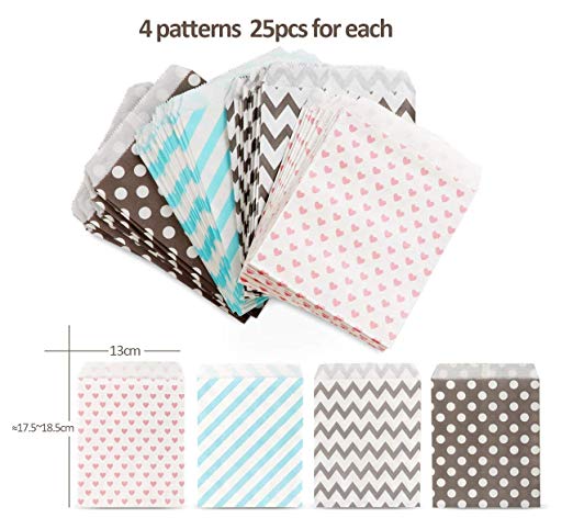 Lot De 4 Sacs Papier Cadeaux Rayés Bleu – Dimensions 41x30x11,8 Cm – Neuf Sous Emballage