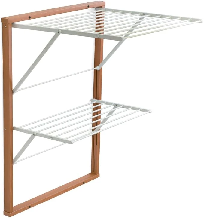 Arredamenti Italia Wall Mounted Clothes Rack, Wood, Cherry, APERTO: P63 x L69 x H80 cm, CHI.: P3 x L69 x H95 cm