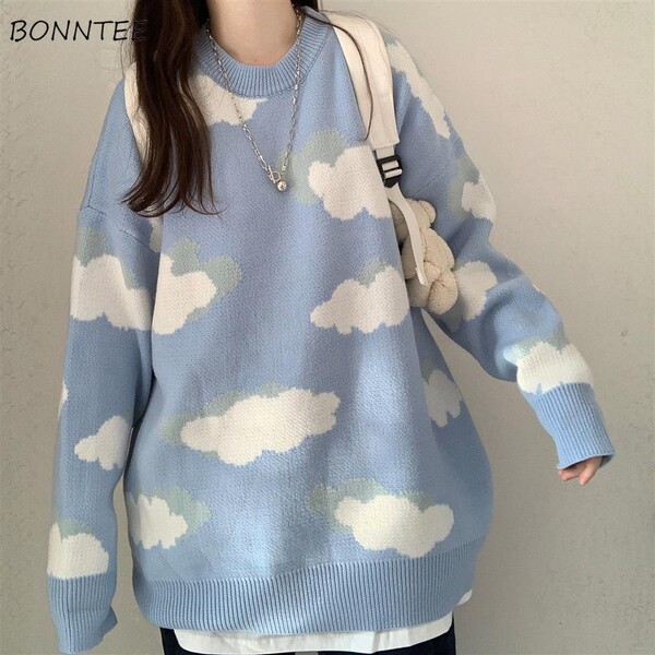 Pull Harajuku pour femmes, joli, Chic, Preppy, Simple, doux, ample, mode coréenne, automne et printemps