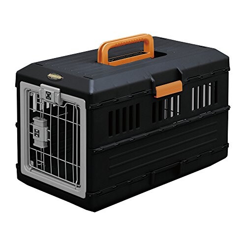Iris Ohyama, Caisse de transport / cage de transport pliable 2 portes, pour chien et chat max 12 kg - Pet Carry - FC-550 , plastique, noir, 3,6 kg, 31,5 x 55 x 36,4 cm