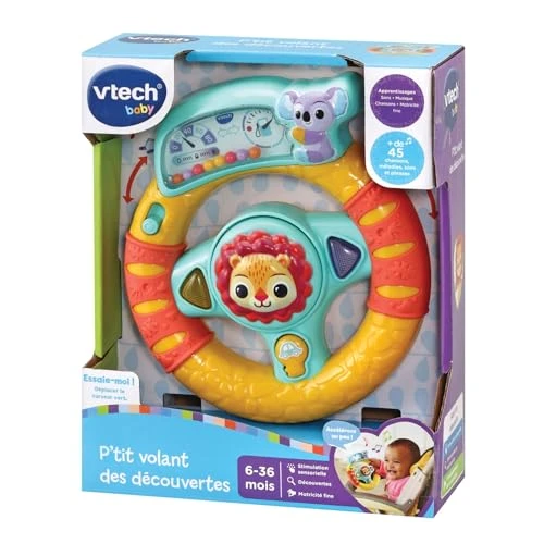 VTech - P'tit Volant des découvertes – Volant Bébé / 6 Mois-3 Ans – Version FR, Taille Unique