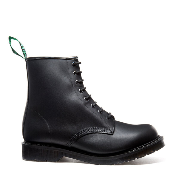 Black Greasy 8 Eye Derby Boot | Solovair | Handmade in England