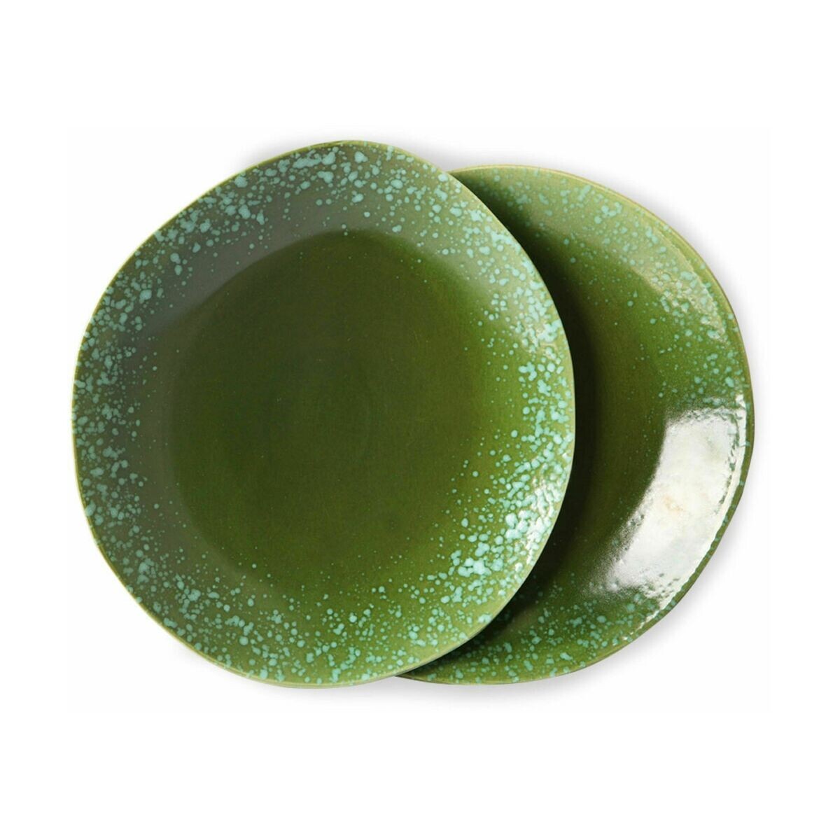2 Assiettes en céramique verte 70's - HKliving