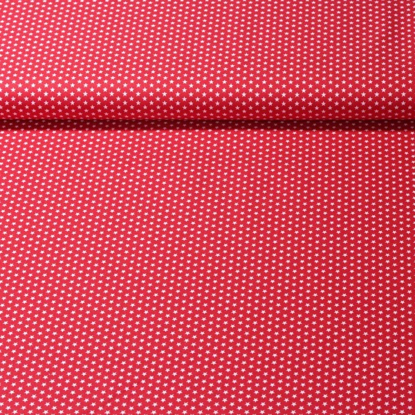 Popeline de coton Stella - Mini étoiles Rouge Blanc
