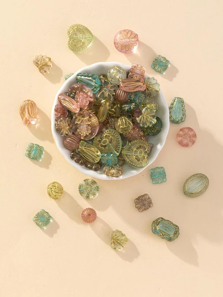 1 pack Perles DIY de conception géométrique et florale à la mode pour femmes, pour la réalisation de bijoux pour la Saint-Valentin | Mode en ligne | SHEIN FRANCE