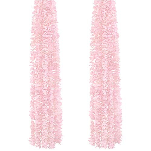 KingYH 10 Pièces 100cm Fleurs de Guirlande Artificielles en Soie Faux Hortensia Floral Guirlande Vigne Fleurs Suspendues Simulation pour Fête Cérémonie Jardin D'église Décoration de Mariage-Rose