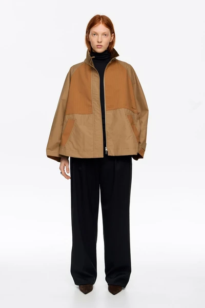 Trench bicolore coupe trapèze kaki