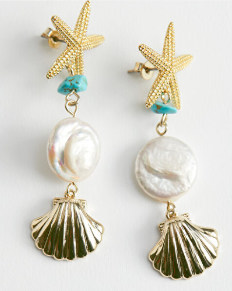 Pearl Shell Pendant Dangling Earrings