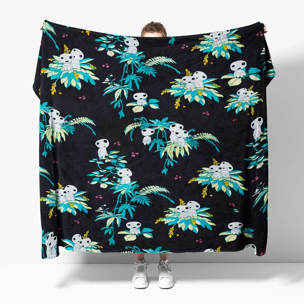 Princess Mononoke Kodama Pattern Blanket| Ghibli Merch Store